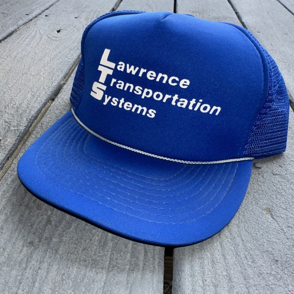 Vintage Lawrence Transportation Systems Foam Padded Hat Blue Snapback Cap - NWOT